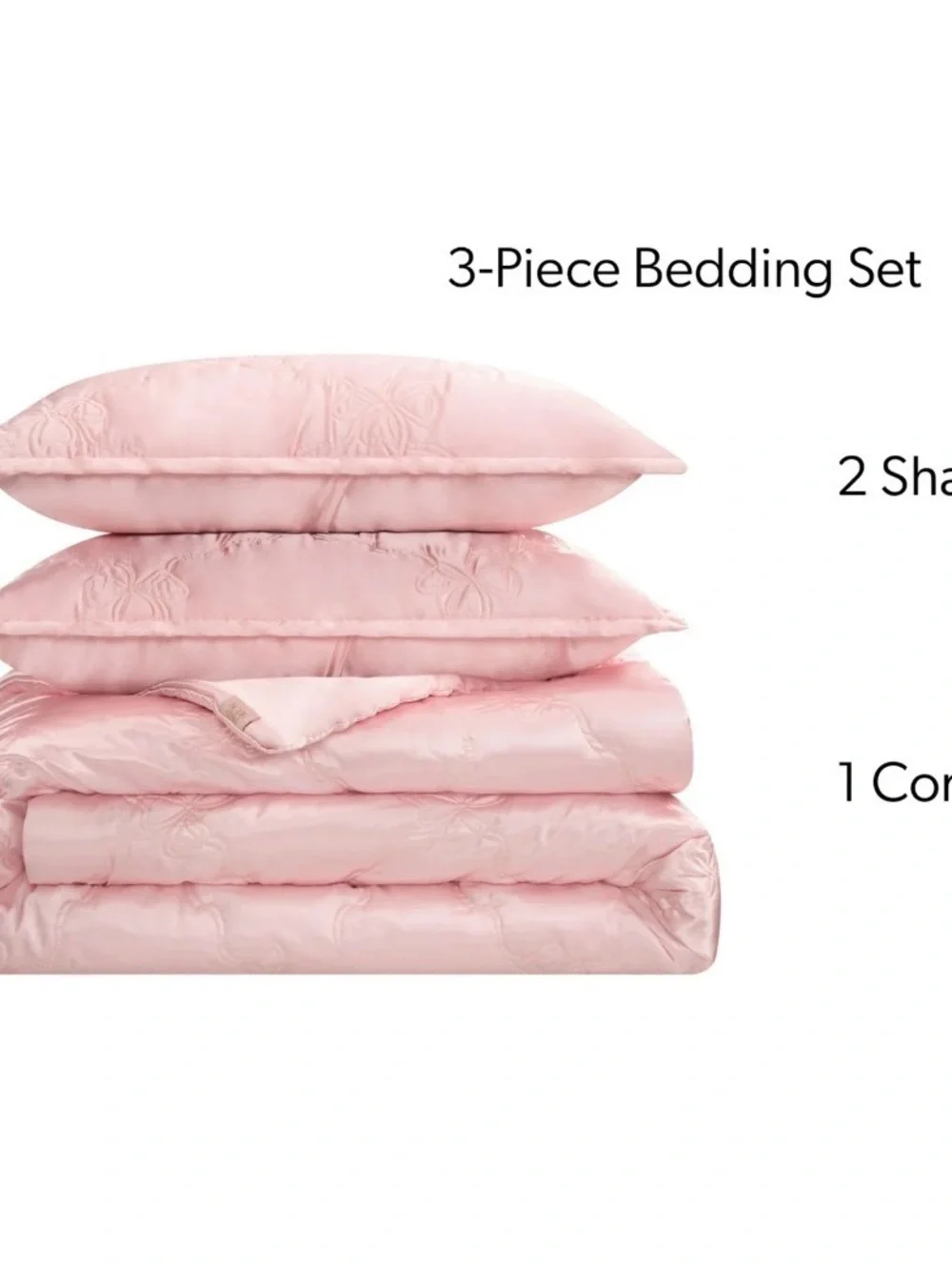 Paris Hilton 3-Piece Cordelia Satin Pink Comforter Set, King